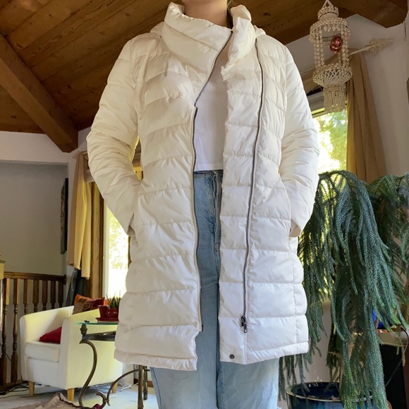 Dkny Jackets & Blazers - White DKNY women’s winter coat featuring a diagonal zipper